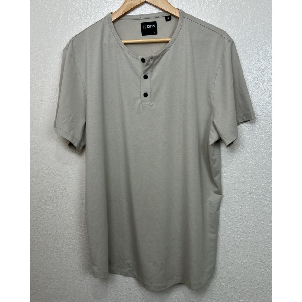 Cuts Men's‎ Henley Cream/Beige Size XL NEW PYCA Pro Soft Athletic Leisure Casual